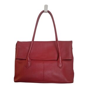 Barr Barr New York Red Pebbled Leather Hobo Foldover Bag EUC